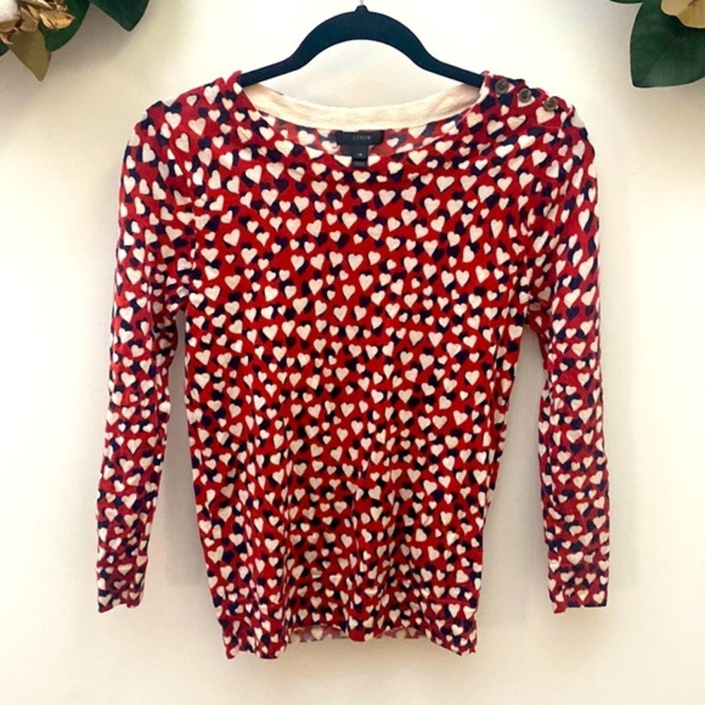 J. Crew Heart Print Knit Top